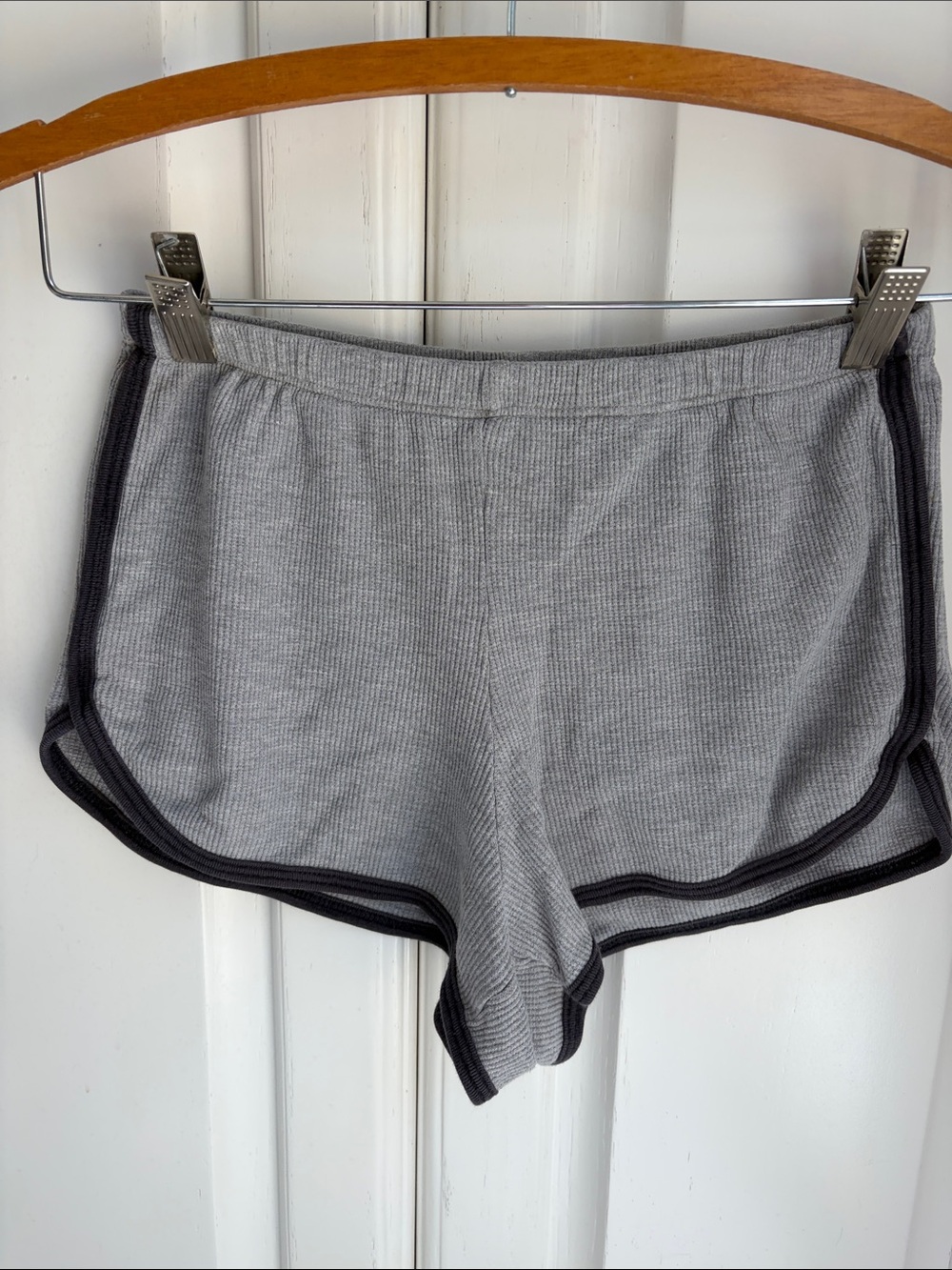 Brandy Melville/JGault Gray Ribbed Lounge Shorts with Black Trim